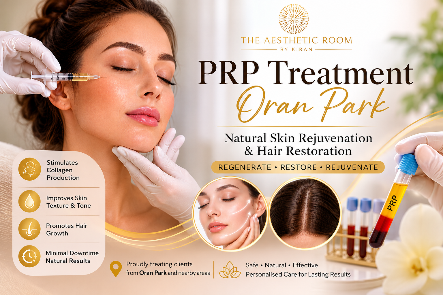 PRP Treatment Oran Park for skin rejuvenation, collagen stimulation and hair restoration near Narellan NSW