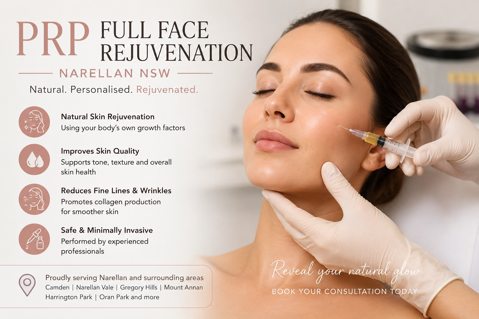 PRP Full Face Rejuvenation treatment consultation in Narellan NSW