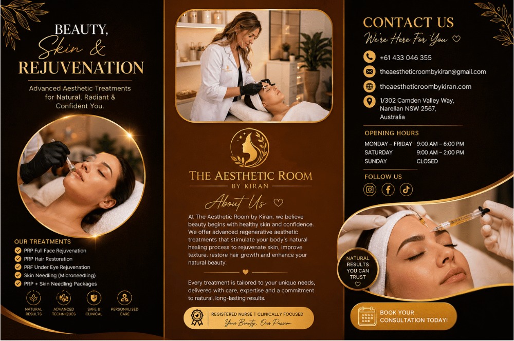 PRP Skin Treatment In Gregory Hills Australia for skin rejuvenation and collagen stimulation at The Aesthetic Room by Kiran
