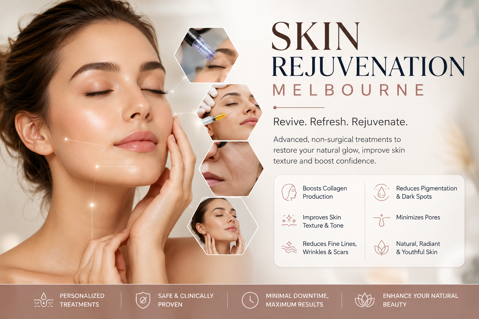 Skin Rejuvenation Melbourne using PRP, PRF, microneedling, skin needling, collagen induction therapy, and personalized aesthetic treatments by The Aesthetic Room by Kiran.