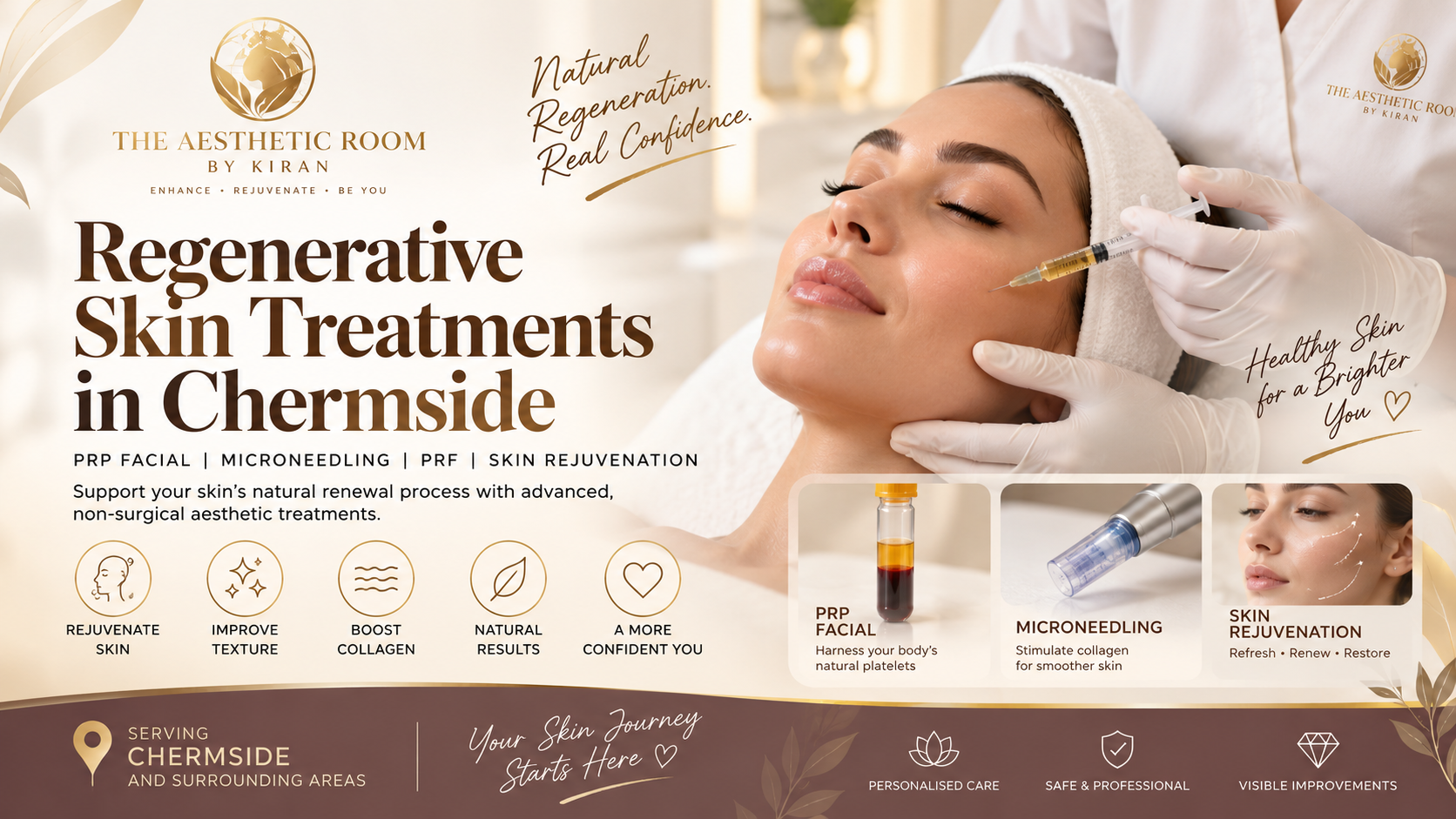 Regenerative Skin Treatments in Chermside including PRP facial, microneedling, PRF and professional skin rejuvenation