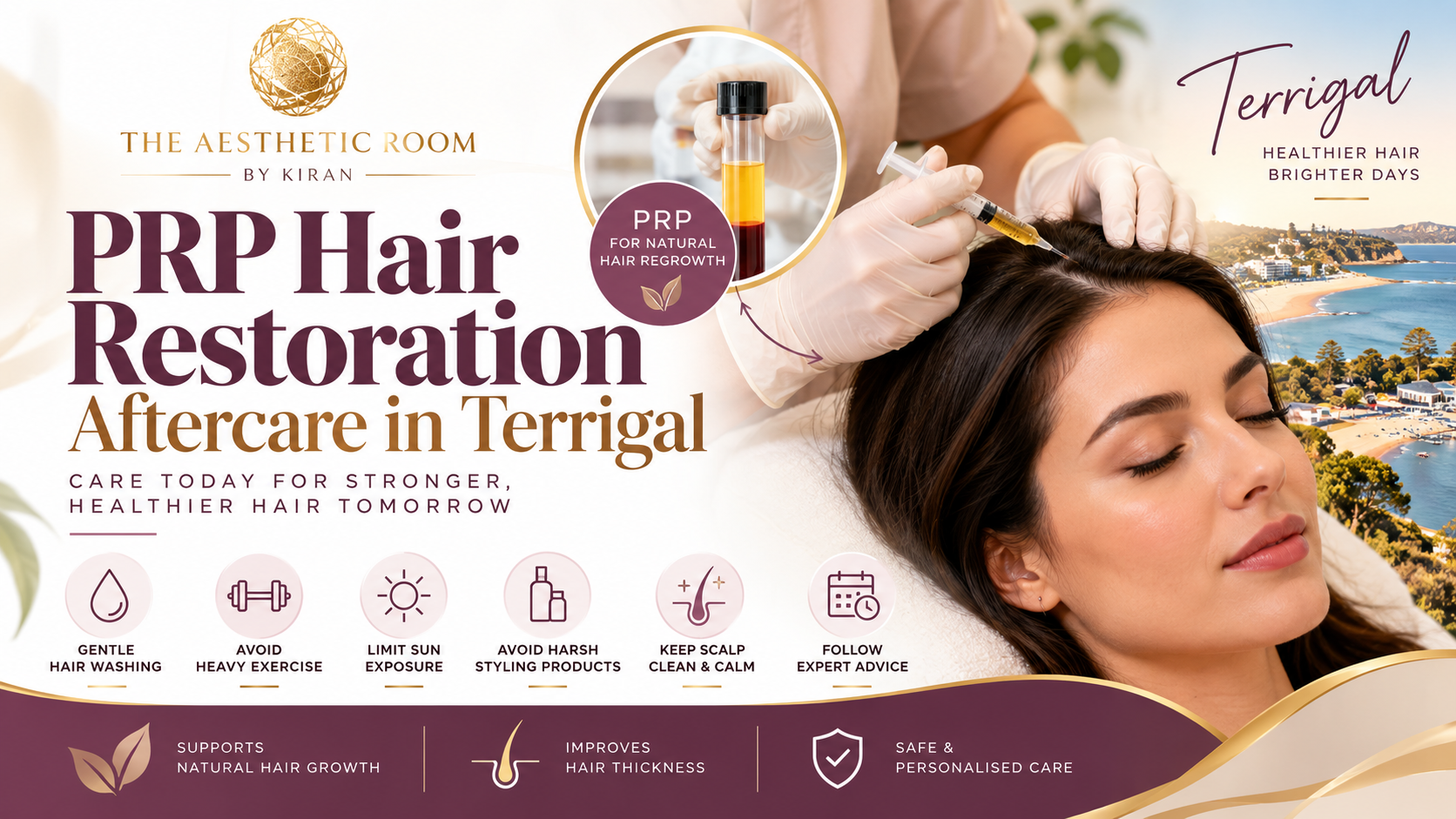 PRP Hair Restoration Aftercare in Terrigal by The Aesthetic Room by Kiran