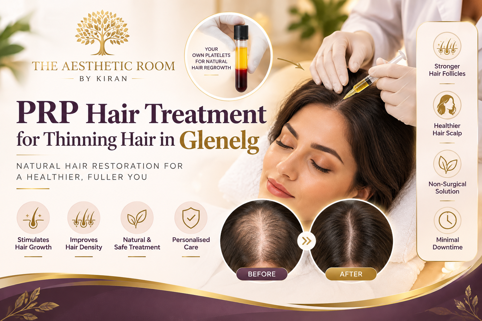 PRP Hair Treatment for Thinning Hair in Glenelg at The Aesthetic Room by Kiran