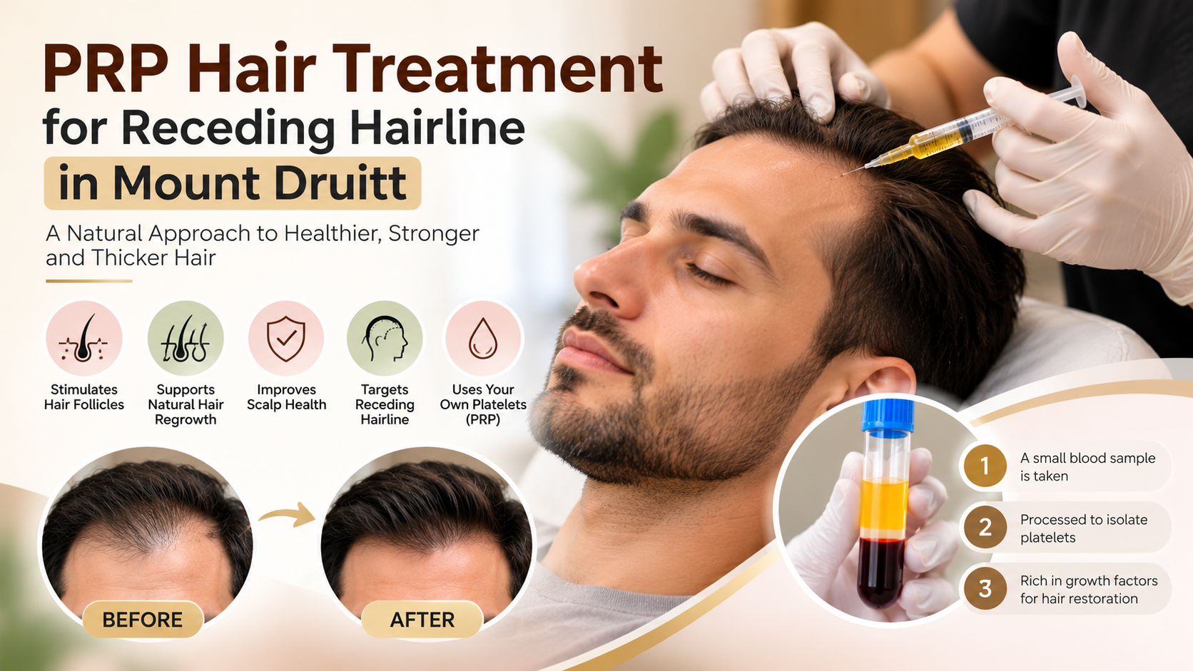 PRP Hair Treatment for Receding Hairline in Mount Druitt at The Aesthetic Room by Kiran